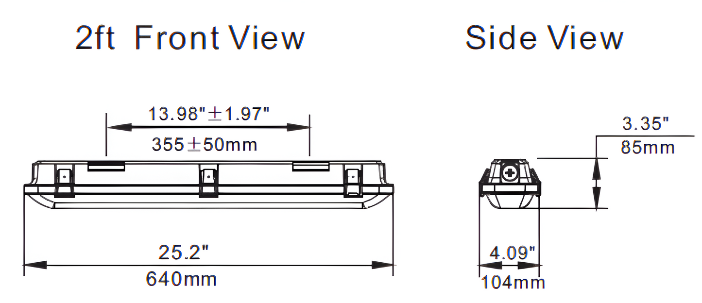 VT Series - LED Waterproof Linear Vapor Tight (Ideal for Parking garages/Docks/Subway station/Canopy/Walk-in refrigerators/Awning)